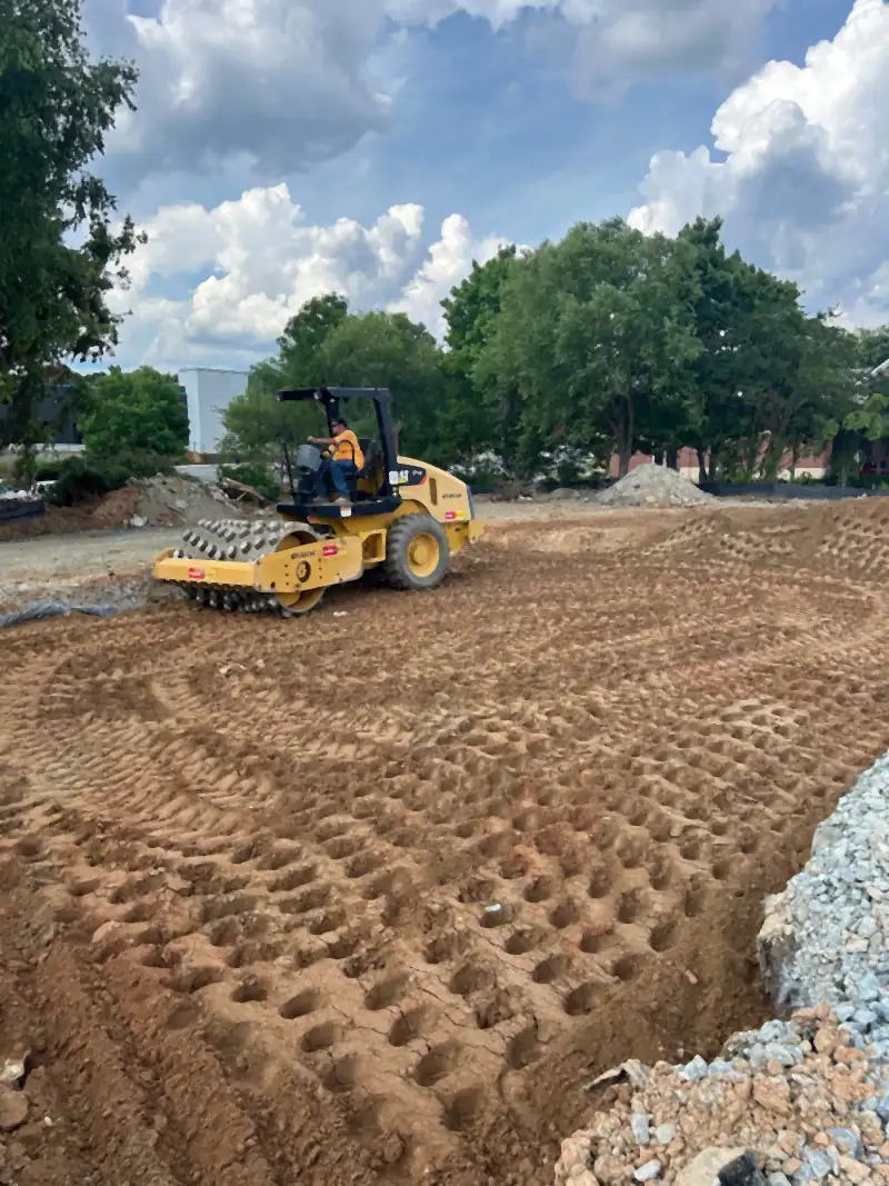 Padfoot roller compacting a lift of fill